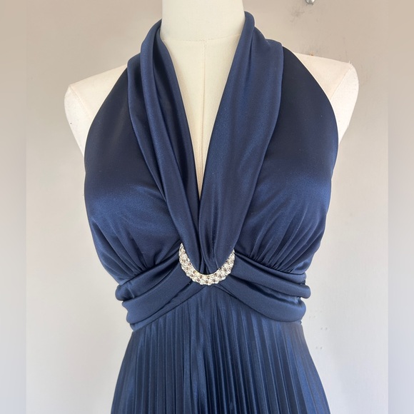 Y2K CACHE Babydoll Halter Bubble Hem Satin Open Back Dress Glam Formal Party | 6 - Picture 3 of 15